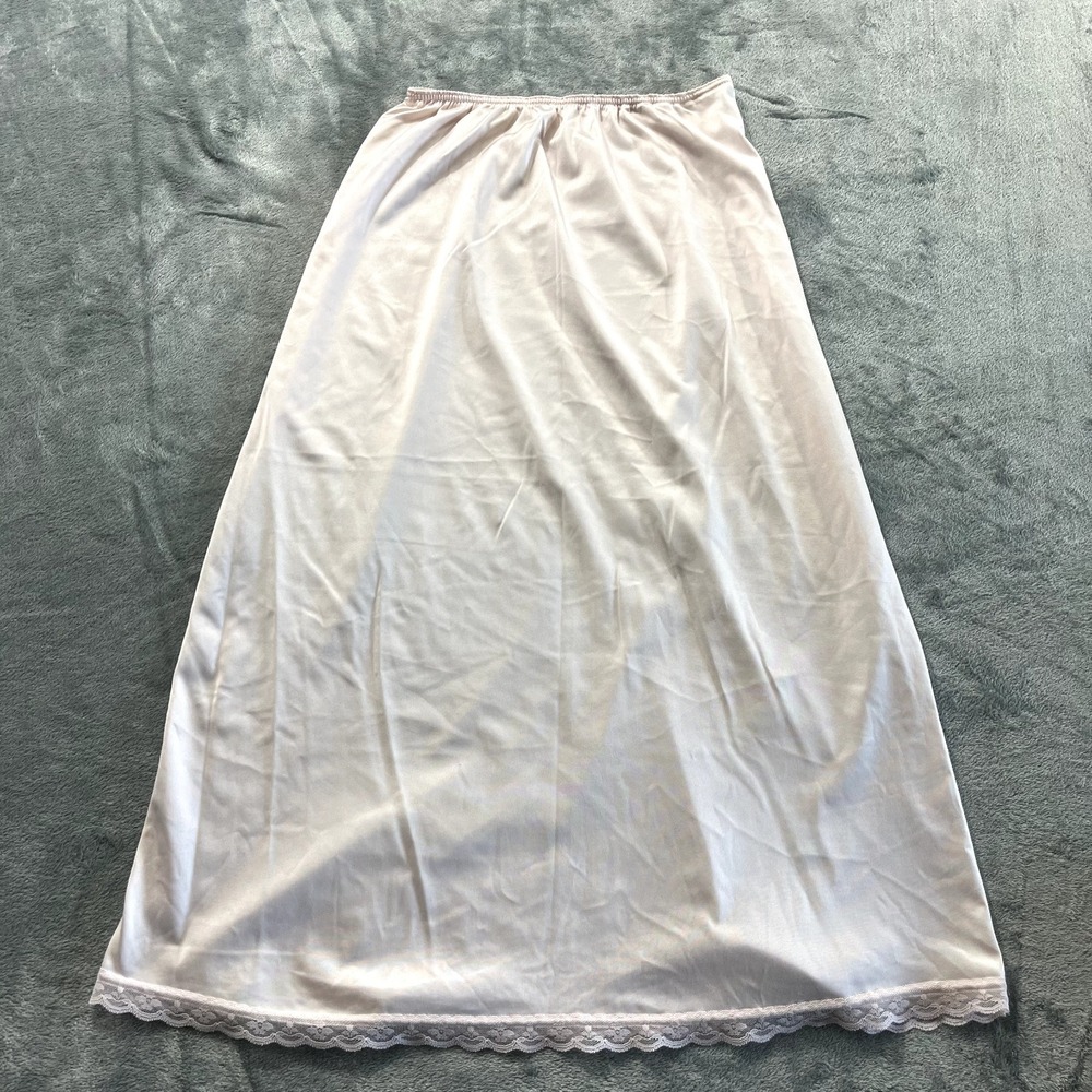 Warners Half Slip M Pink Silky Lace Trim Vintage Modesty Lingerie 55300 30.5in